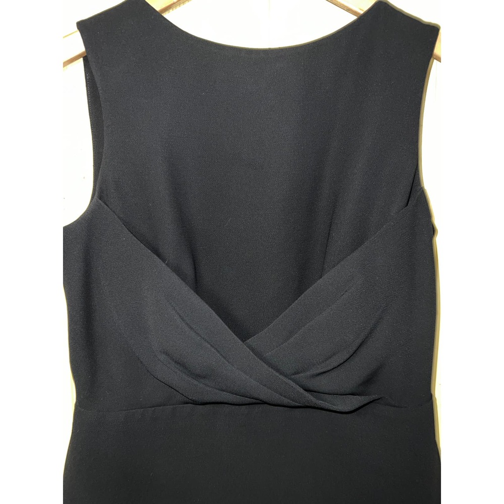 Madmen LBD Crossover Front SHEATH DRESS Talbots Size 6 Petite 6P Black Cocktail
